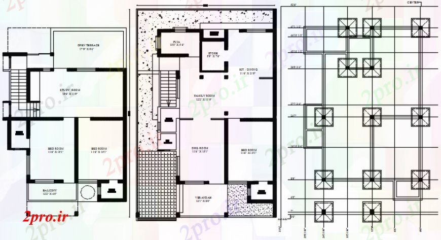 دانلود نقشه مسکونی ، ویلایی ، آپارتمان رسم طراحی خانه خودرو 35 در 52 متر (کد107558)