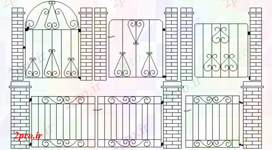 دانلود نقشه جزئیات طراحی در و پنجره  طراحی  دو بعدی  از درب اصلی 3   خودرو (کد107621)