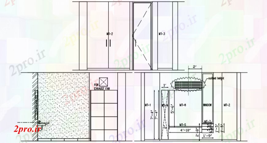 دانلود نقشه بلوک های بهداشتی طراحی دو بعدی از بلوک های بهداشتی 6 در 8 متر (کد107660)