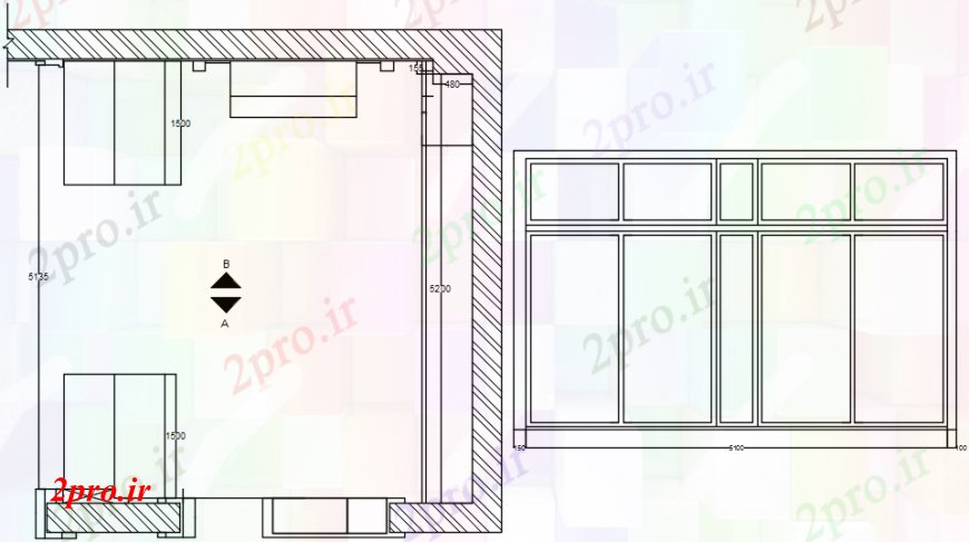 دانلود نقشه حمام مستر طراحی جزئیات کارشناسی ارشد اتاق خواب  دو بعدی   (کد107664)