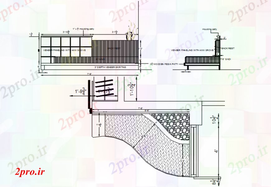 دانلود نقشه حمام مستر اتاق خواب جزئیات طراحی با بلوک های مبلمان  (کد107674)