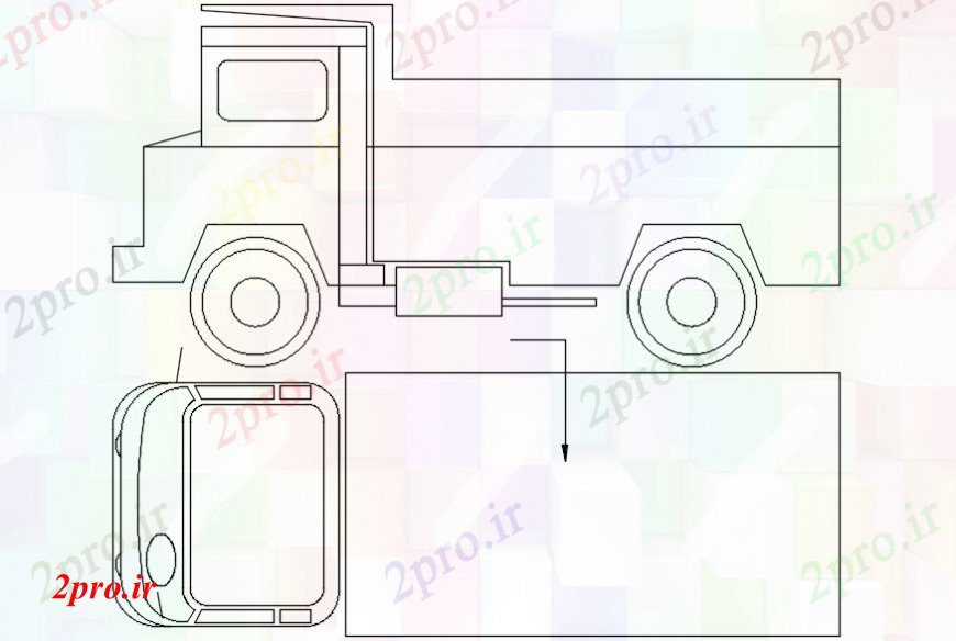 دانلود نقشه بلوک وسایل نقلیه کامیون  دو بعدی  (کد107687)