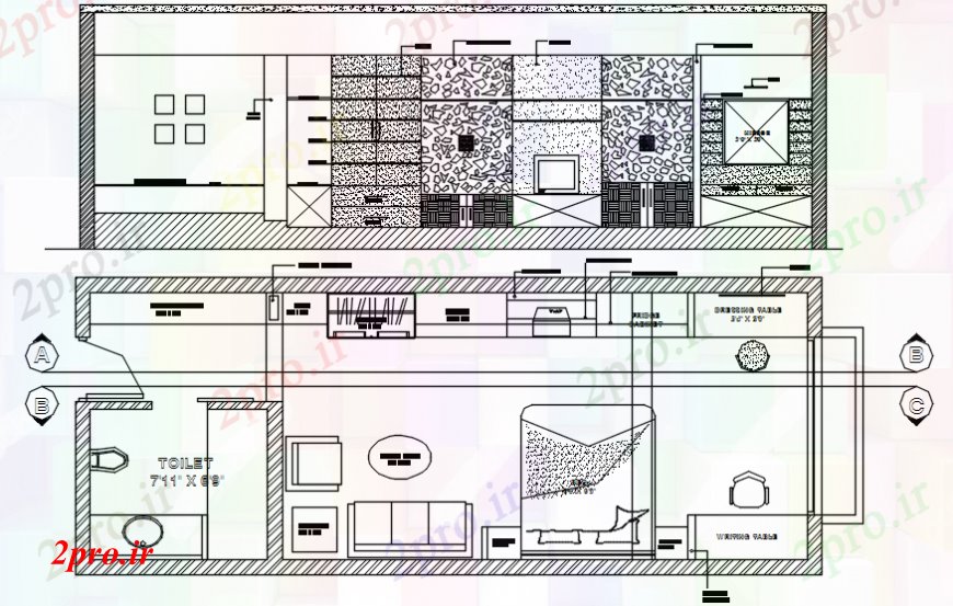 دانلود نقشه حمام مستر طراحی های اتاق خواب طرحی  دو بعدی  و نما   اتوکد (کد107751)