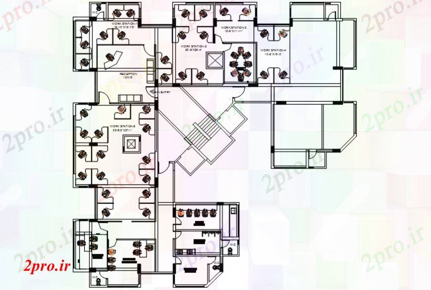 دانلود نقشه جزئیات و فضای داخلی شرکت  نقشه های  از ساختمان اداری  بلوک  (کد107779)