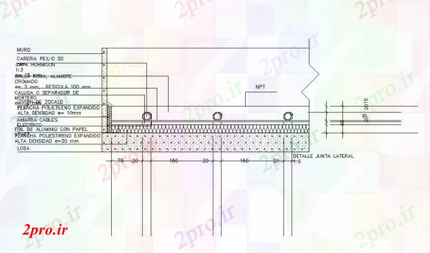 دانلود نقشه جزئیات ساخت و ساز مشترک بتنی دیوار و ساخت و ساز طراحی جزئیات  (کد107797)