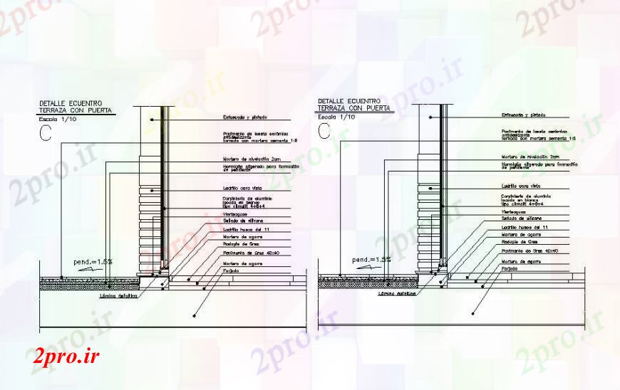 دانلود نقشه جزئیات طراحی در و پنجره  بخش درب برخورد و نصب و راه اندازی (کد107804)