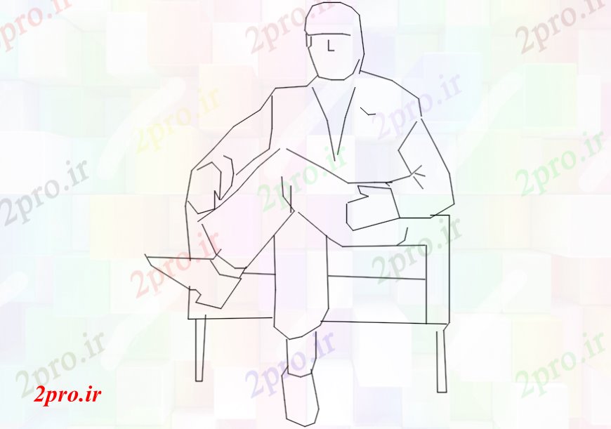 دانلود نقشه بلوک افراد طراحی  دو بعدی  یک مرد نشسته در نیمکت  اتوکد (کد107810)