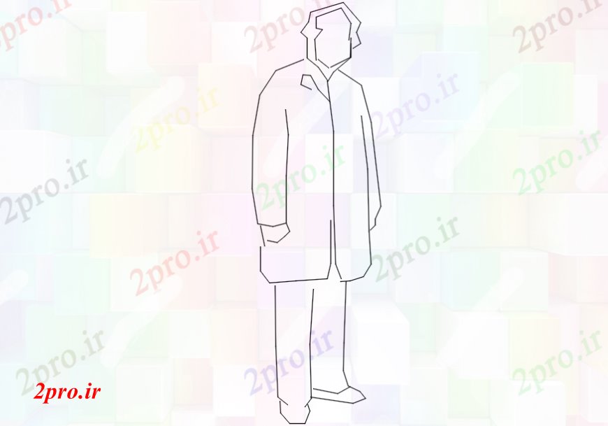 دانلود نقشه بلوک افراد طراحییک مرد با کت بلند  اتوکد (کد107830)