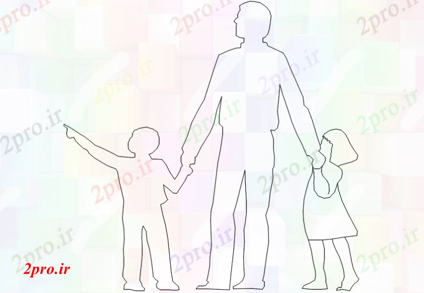 دانلود نقشه بلوک افراد   طراحی از مردی که با  اتوکد دو فرزند (کد107832)