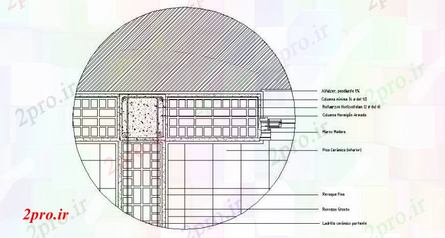 دانلود نقشه طراحی جزئیات ساختار بلوک دیوار بخش  سازنده مشترک (کد107835)