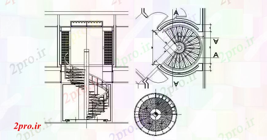 دانلود نقشه جزئیات پله و راه پله   حلزون مسکن راه پله بخش و ساختار سازنده جزئیات (کد107851)