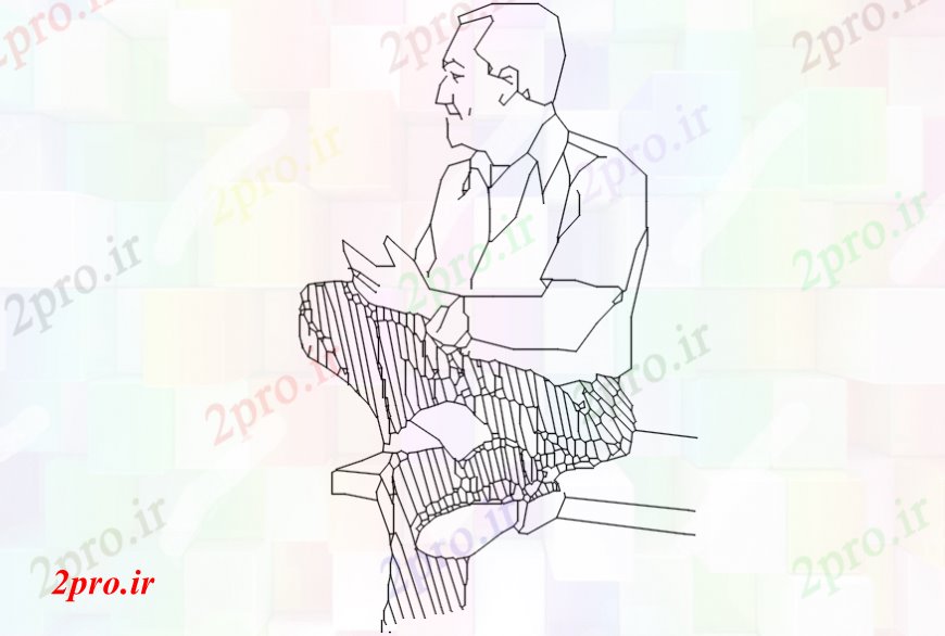 دانلود نقشه بلوک افراد   یک مرد نشسته در نیمکت  اتوکد  (کد107853)