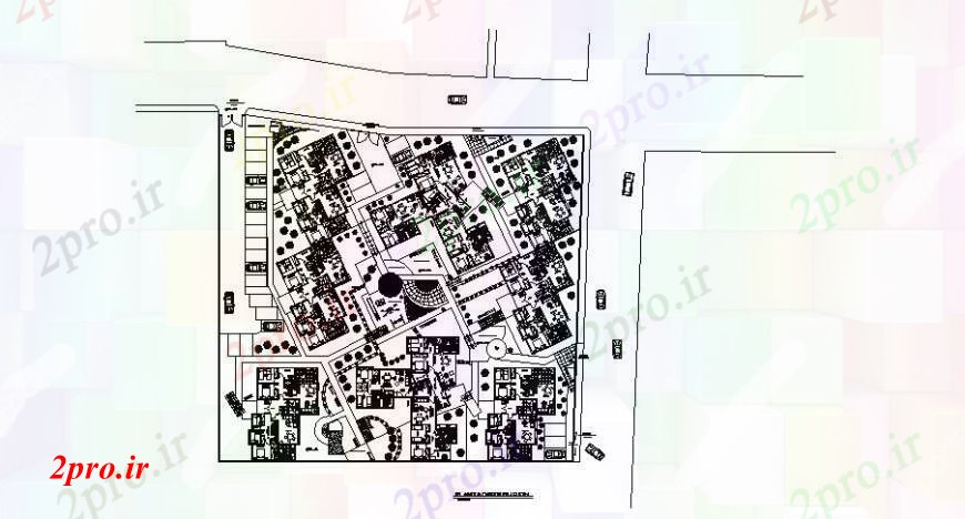 دانلود نقشه هتل - رستوران - اقامتگاه طرحی توزیع و محوطه سازی جزئیات از تجملات هتل ساخت 59 در 61 متر (کد107854)