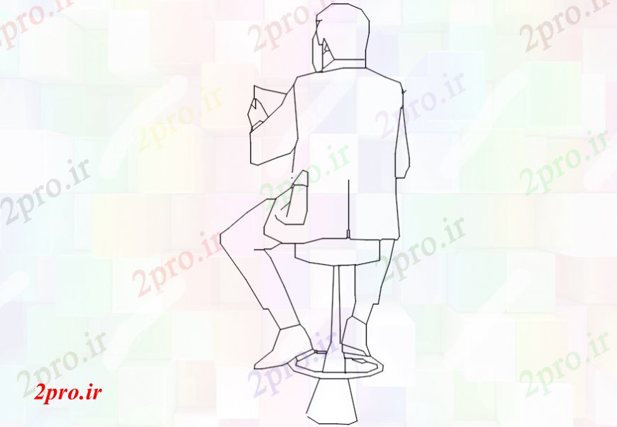 دانلود نقشه بلوک افراد طراحی  دو بعدی  از یک مرد نشسته در نوار  اتوکد (کد107860)