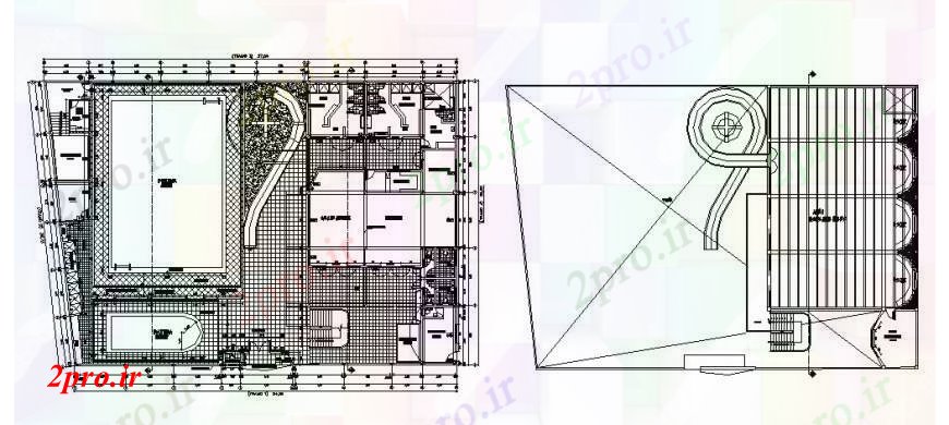 دانلود نقشه ورزشگاه ، سالن ورزش ، باشگاه طراحی مرکز ورزش و ساختار طراحی جزئیات 25 در 37 متر (کد107878)