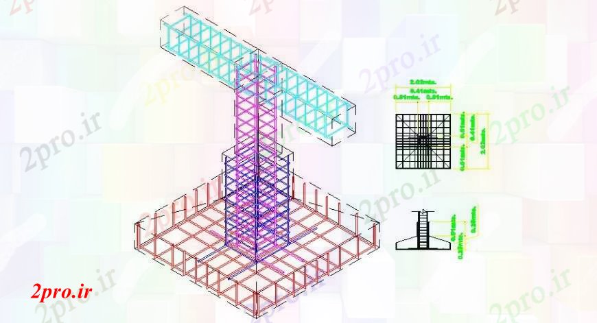 دانلود نقشه طراحی جزئیات ساختار فلزی قطب ساختار  (کد107910)