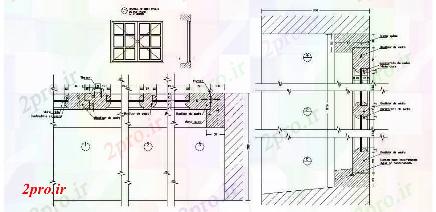 دانلود نقشه جزئیات طراحی در و پنجره  دو پنجره درب نما و نصب و راه اندازی (کد107911)