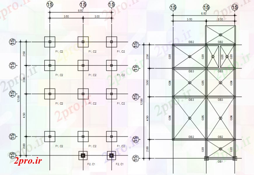 دانلود نقشه طراحی جزئیات ساختار جزئیات ساخت و ساز 6 در 12 متر (کد107925)