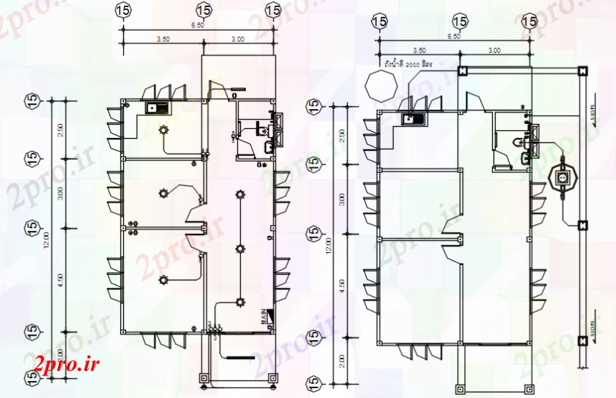 دانلود نقشه برق مسکونی طرحی های الکتریکی و طرحی سقف جزئیات خانه 7 در 12 متر (کد107929)