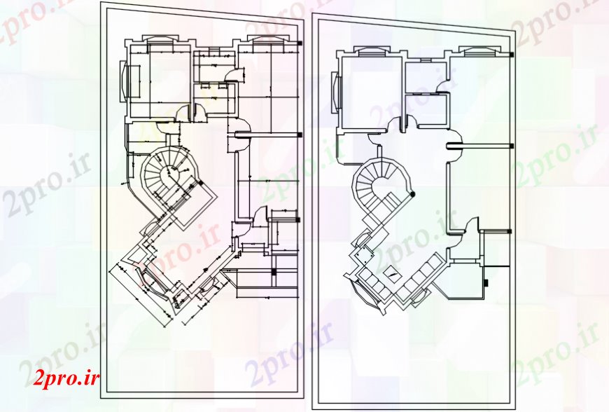 دانلود نقشه مسکونی ، ویلایی ، آپارتمان فاصله مفهوم خانه با نمای راه پله 10 در 14 متر (کد107953)