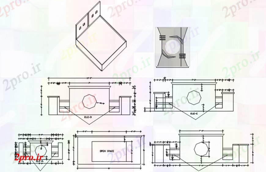 دانلود نقشه بلوک مبلمان تخت دو نفره مدل طرحی رنگ 10 در 14 متر (کد107954)