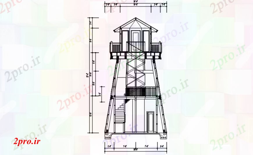 دانلود نقشه  ساختمان دولتی ، سازمانی  طراحی جزئیات بخش فانوس دریایی اتوکد (کد107976)