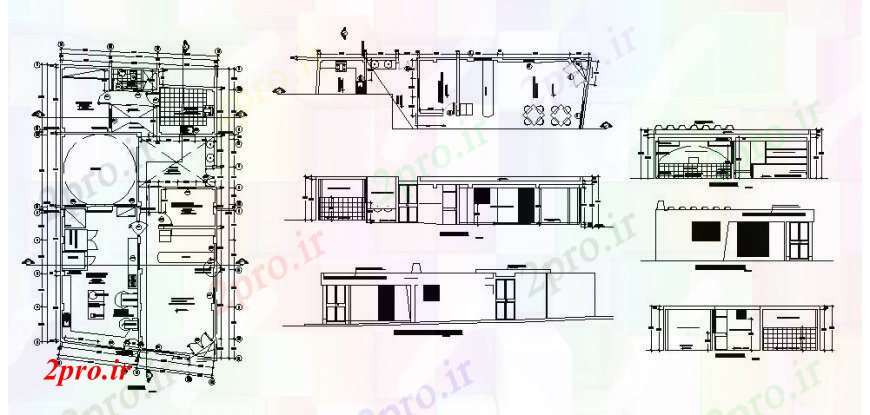 دانلود نقشه مسکونی ، ویلایی ، آپارتمان خانه یک نما دان، بخش و طرحی های 10 در 18 متر (کد108012)