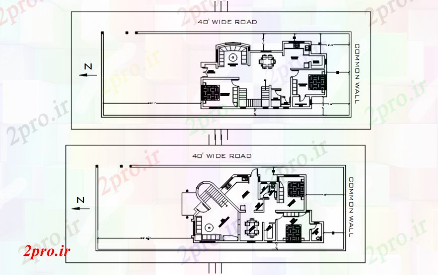 دانلود نقشه مسکونی ، ویلایی ، آپارتمان خانه مسکونی طبقه دو بعدی 8 در 15 متر (کد108024)