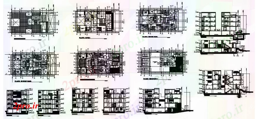 دانلود نقشه مسکونی ، ویلایی ، آپارتمان سه BHK مسکونی نما آپارتمان ، بخش، طرحی طبقه و 20 در 25 متر (کد108083)