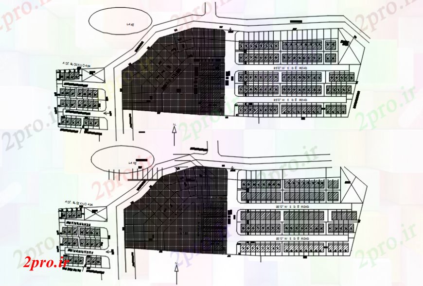 دانلود نقشه برنامه ریزی شهری نقشه های دو بعدی از طرحی اتوکد 100 در 350 متر (کد108130)