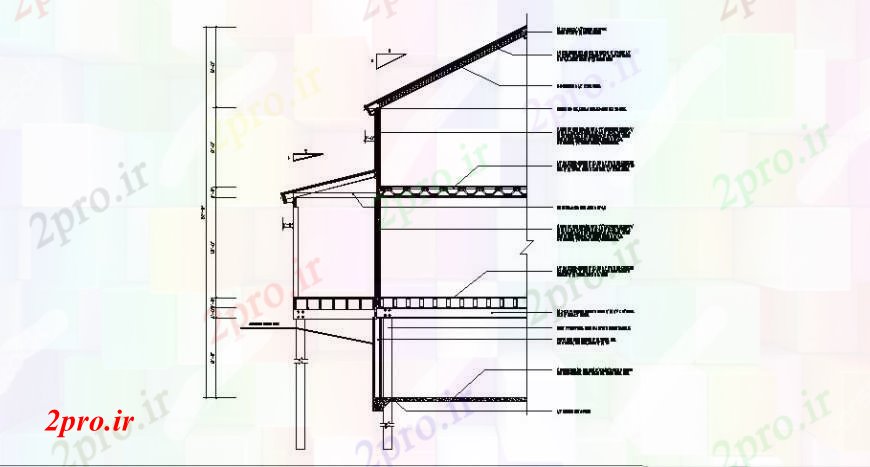 دانلود نقشه مسکونی  ، ویلایی ، آپارتمان  برش سمت چپ جزئیات بخش سازنده از خانه (کد108138)