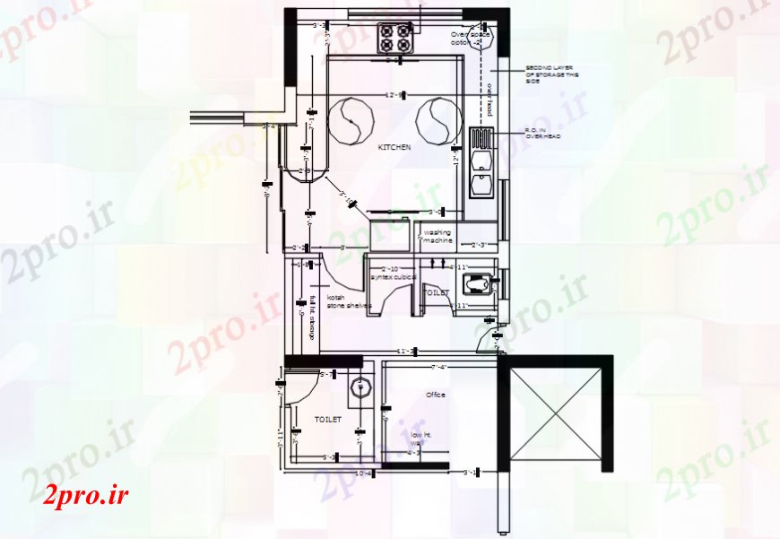 دانلود نقشه طراحی مبلمان آشپزخانه طراحی  دو بعدی  از مبلمان آشپزخانه    (کد108181)