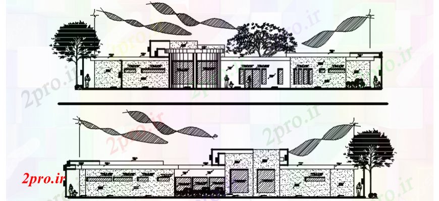 دانلود نقشه بیمارستان - درمانگاه - کلینیک طراحی از مقابل کارگاه درمانگاه و نماات عقب 21 در 37 متر (کد108186)