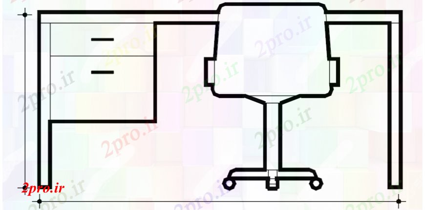 دانلود نقشه بلوک مبلمان  نما میز اداری (کد108195)