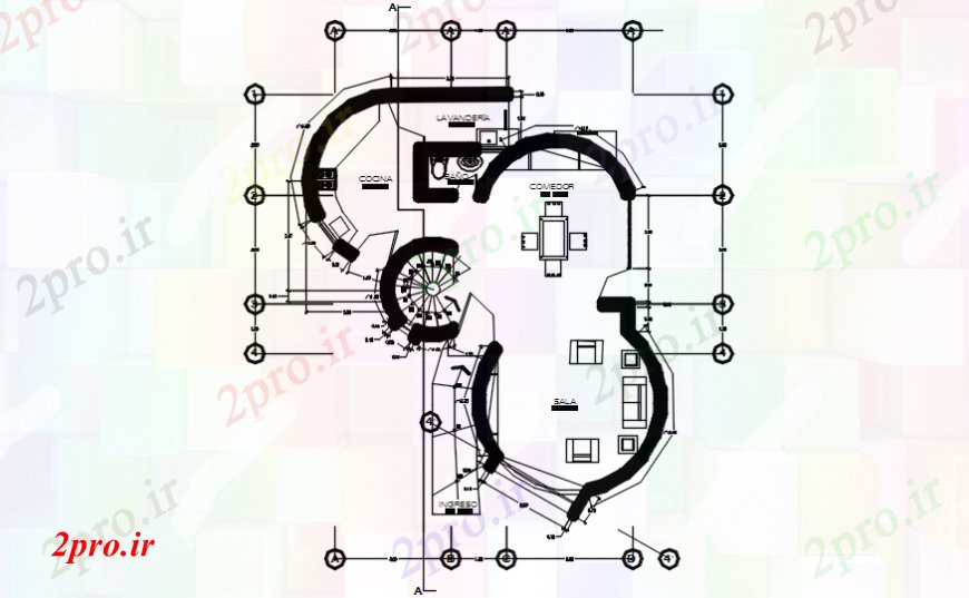 دانلود نقشه مسکونی  ، ویلایی ، آپارتمان  نقشه های اتوکد خانه آلی طرحی طبقه اول (کد108199)