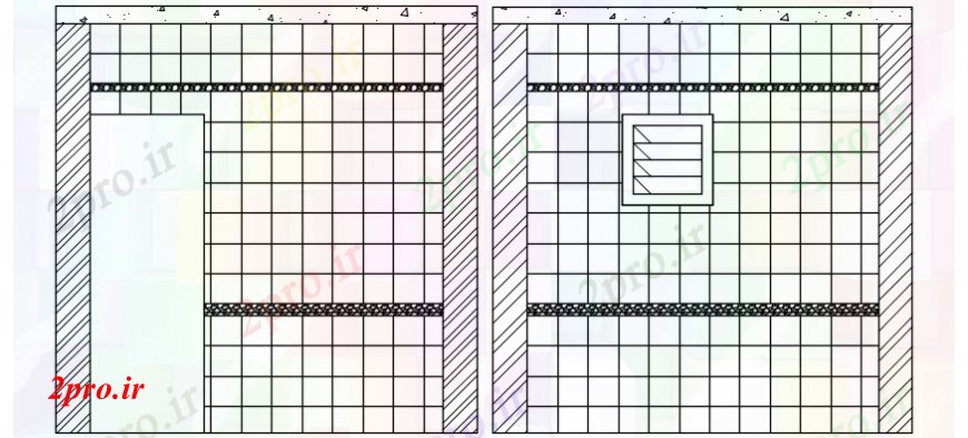 دانلود نقشه حمام مستر طراحی دو بعدی حمام اتوکد نما 4 در 4 متر (کد108202)