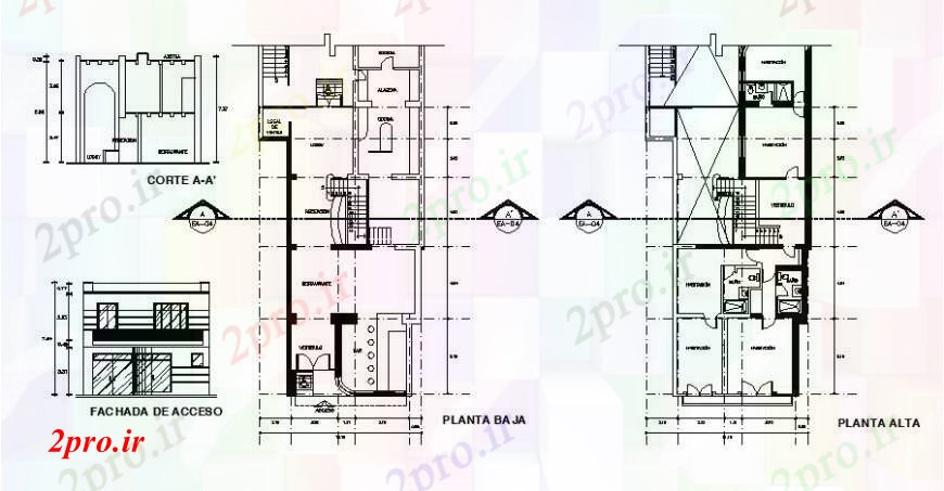 دانلود نقشه مسکونی  ، ویلایی ، آپارتمان  خانه طرحی نما، بخش، همکف و طبقه اول اصلی طراحی جزئیات  (کد108251)