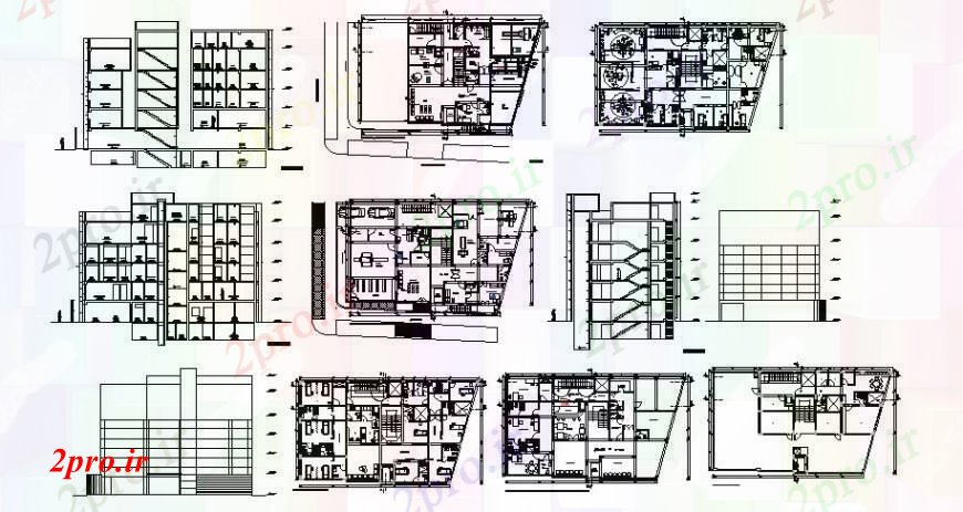 دانلود نقشه بیمارستان - درمانگاه - کلینیک بیمارستان چند دان نما اصلی، همه بخش طرفه و طرحی طبقه 15 در 28 متر (کد108269)