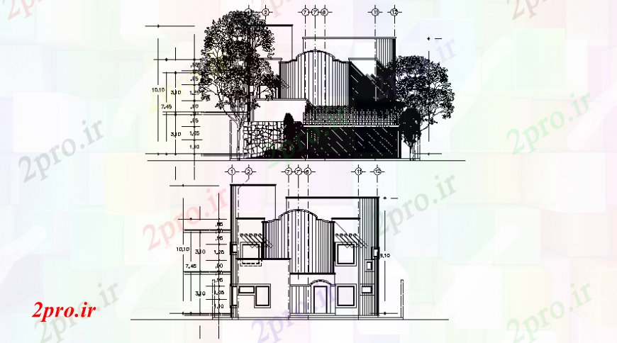 دانلود نقشه مسکونی  ، ویلایی ، آپارتمان  نما از اتوکد ویلا مدرن (کد108297)