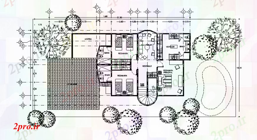 دانلود نقشه مسکونی ، ویلایی ، آپارتمان طرحی مبلمان جزئیات معماری ویلا 10 در 18 متر (کد108299)