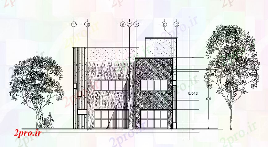 دانلود نقشه مسکونی  ، ویلایی ، آپارتمان  ویلایی مدل جزئیات مفهوم بیرونی (کد108302)