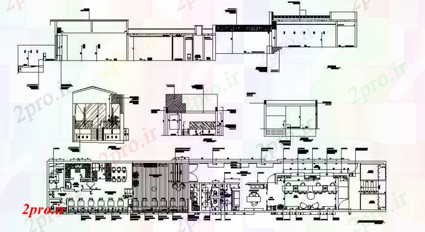 دانلود نقشه نمایشگاه ; فروشگاه - مرکز خرید بخش فروشگاه تجاری و طراحی های 6 در 36 متر (کد108316)