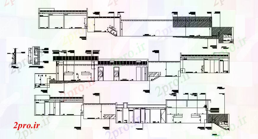 دانلود نقشه هایپر مارکت - مرکز خرید - فروشگاه همه طرفه جزئیات طراحی مقطعی از فروشگاه تجاری 6 در 40 متر (کد108318)