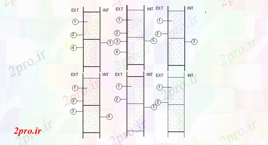 دانلود نقشه طراحی جزئیات ساختار ساختار پر کردن بتن جزئیات دیوار (کد108354)