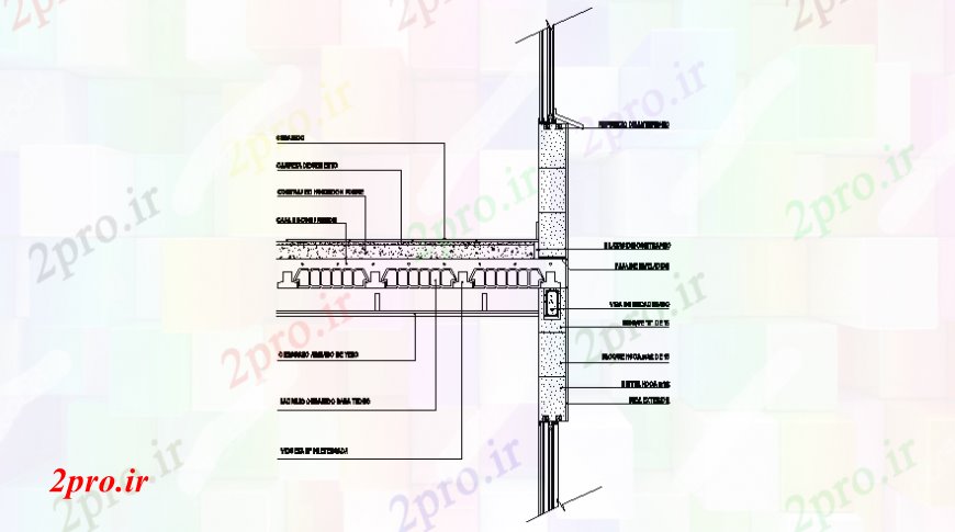 دانلود نقشه طراحی جزئیات ساختار بخش از یک مدل ساختار RCC (کد108360)