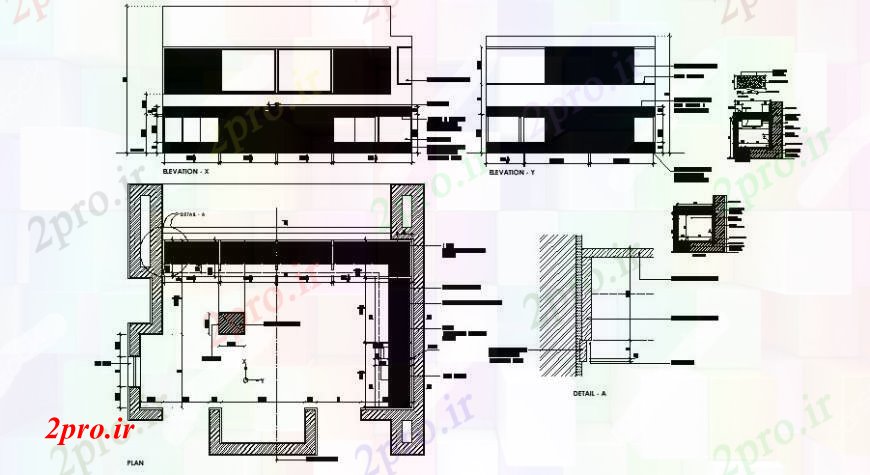 دانلود نقشه آشپزخانه آشپزخانه هر دو طرفه نما، طرحی و ساختار جزئیات (کد108376)