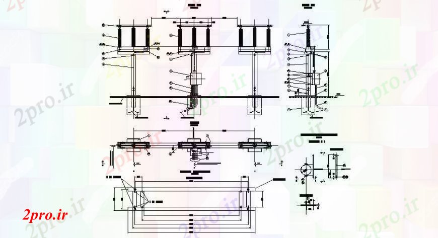 دانلود نقشه اتوماسیون و نقشه های برق سوئیچ 132kv 3C در Din جزئیات خط از جزئیات مونتاژ الکتریکی  (کد108392)