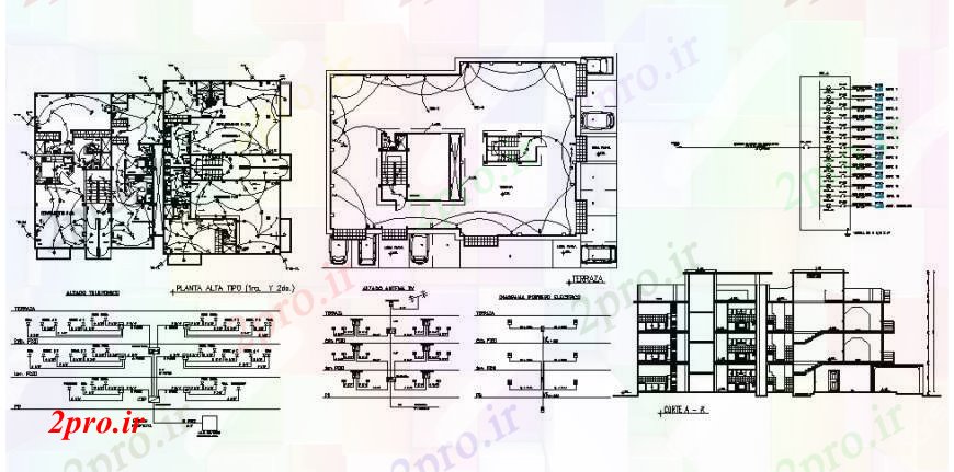 دانلود نقشه مسکونی  ، ویلایی ، آپارتمان  طراحی برق، نمودار سحر و جزئیات طراحی مقطعی آپارتمان   ساخت و ساز (کد108413)