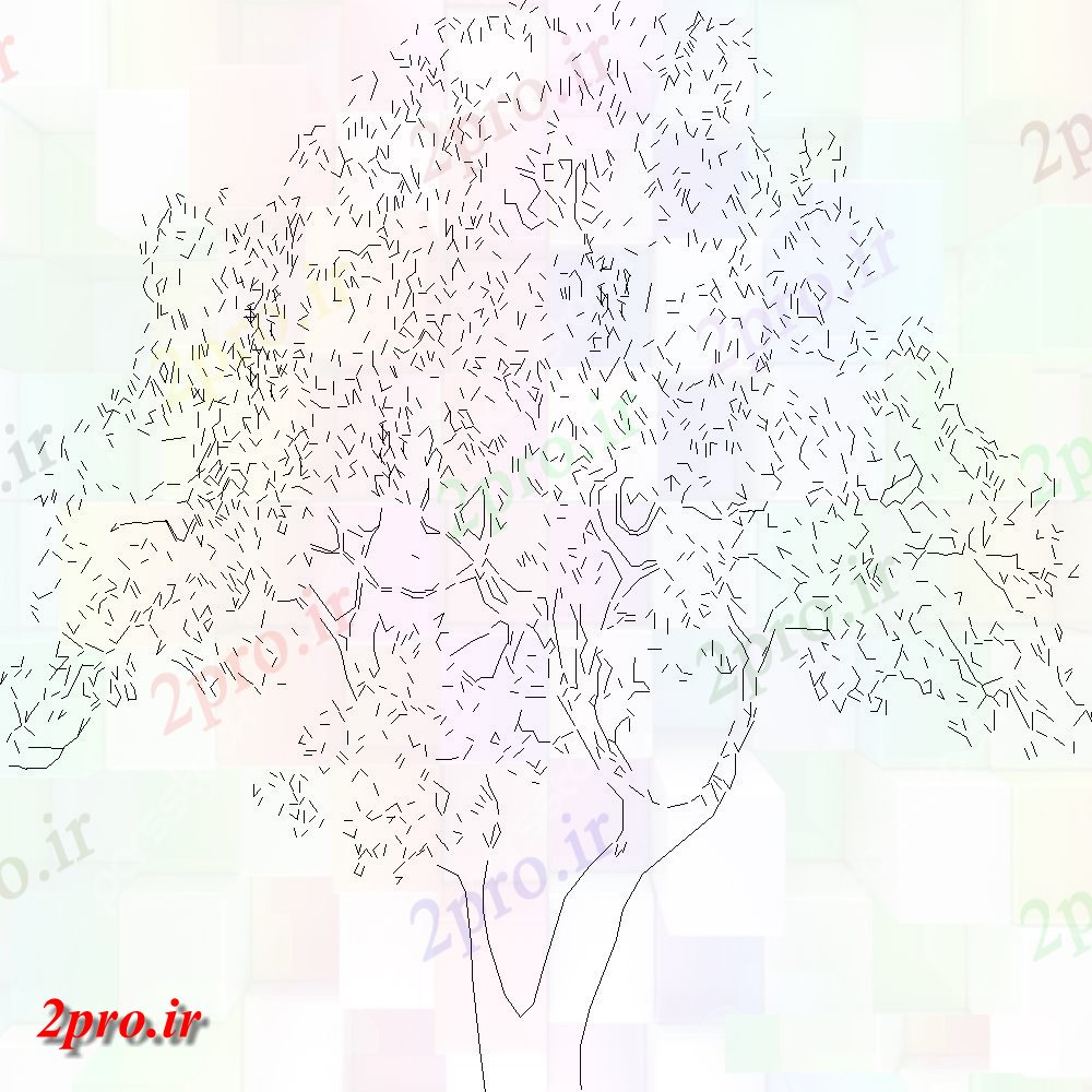 دانلود نقشه درختان و گیاهان  طراحی جزئیات درخت خرد  (کد108419)