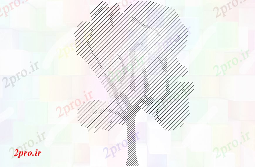 دانلود نقشه درختان و گیاهان جزئیات  طراحی های طولانی درخت نیمه خمیده (کد108432)